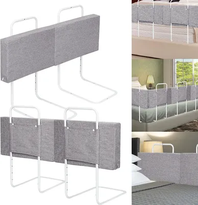 Produktbild von Jopassy 3X Rausfallschutz Bettschutzgitter, 5-Loch Höhenverstellbar Bettgitter,60cm, Kinderbettgitter für Familienbett und Kinderbett(180cm,Grau)
