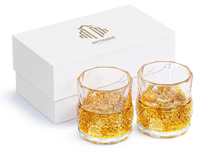Kristallgläser 350 ml – 2er Set, bleifrei, Diamantschliff, Geschenkbox