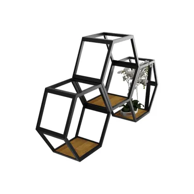 Obrázok produktu pre Veľká čierna kovová polica Hexagon