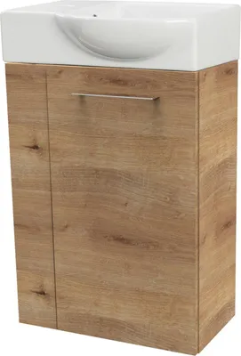 Produktbild von Fackelmann SBC MILANO Gäste WC Set 2-teilig 45 cm, Braun hell, rechts, Keramik Hahnloch links