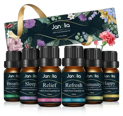 Zdjęcie produktu dla Zestaw olejków eterycznych 6 x 10 ml, naturalne, czyste olejki zapachowe do dyfuzorów, relaks, sen