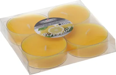 Produktbild von Steinhart Maxi-Teelichter Citronella Ø 5,9 x 2 cm gelb 4er Pack