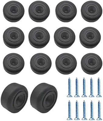 Produktbild von PolkaHome® Möbelfüße, rund, 36 Stück, schwarz, Durchmesser 33 mm x H 13 mm, Möbelgleiter mit Schrauben