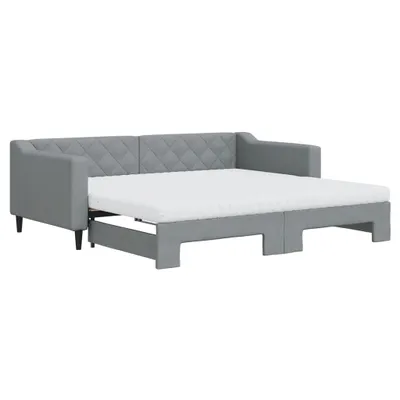 Productafbeelding van vidaXL Dagbed met uittrekbare functie, inclusief matras, lichtgrijs, 90x190 cm, stof