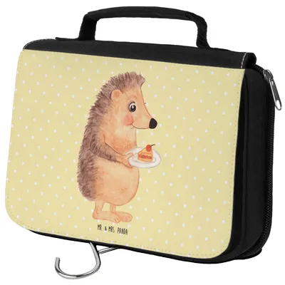 Produktbild von Mr. & Mrs. Panda beauty case Igel Kuchenstück - Gelb Pastell - Geschenk, kulturtäschchen, Kuchen, Lustige Sprüche, badtasche, Geburtstagskuchen, Kulturbeutel, Torte
