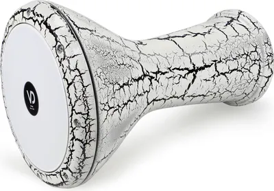 Image de Darbuka solo orientale avec accessoires, effet vernis craquelé blanc/noir