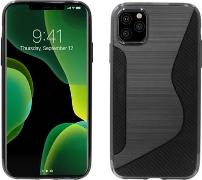 Produktbild von iPhone 11 Pro Max // S-Line TPU SchutzHülle Silikon Hülle Silikonschale Case Cover Zubehör Bumper Schwarz Mit 9H Schutzglas