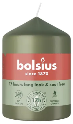 Zdjęcie produktu dla Świece stumpowe Bolsius, kolor oliwkowy, wymiary 80/58