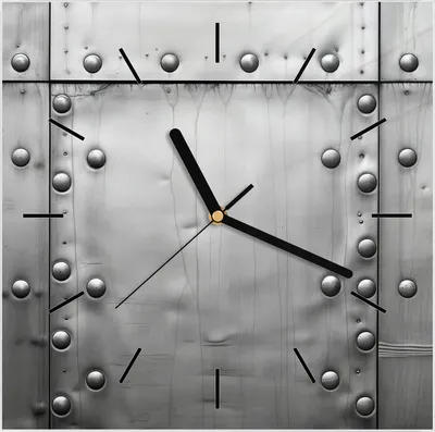 Produktbild von Wanduhr aus Glas mit Motiv Metallplattenoptik- 30 x 30 cm - inkl. Aufhängesystem