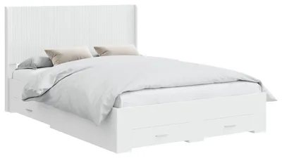 Image de vidaXL Sommier avec rangement et tête de lit, blanc, aggloméré