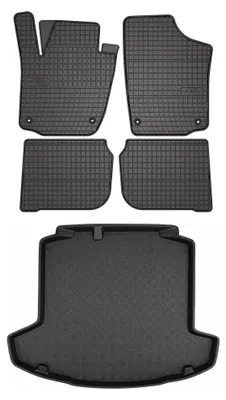 Productafbeelding van Rubberen automatten + kofferbakmat voor Seat Toledo IV vanaf 2016 (sedan) – 5-delig, zwart, op maat – Wielganizator SolidPRO