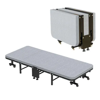 Produktbild von klappbares Gästebett 70x190 cm– langlebiges & faltbares verschiebbar Reisebett - Verstellbare Kopfteilhöhe, stabilem Stahlrahmen, 150 kg Tragfähigkei
