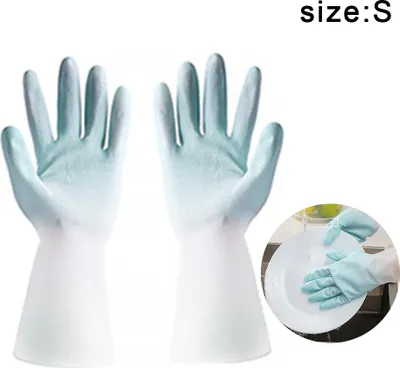 Produktbild von Spülhandschuhe, hautfreundlich, wiederverwendbare Küchenhandschuhe mit beflocktem Baumwollfutter, rutschfest