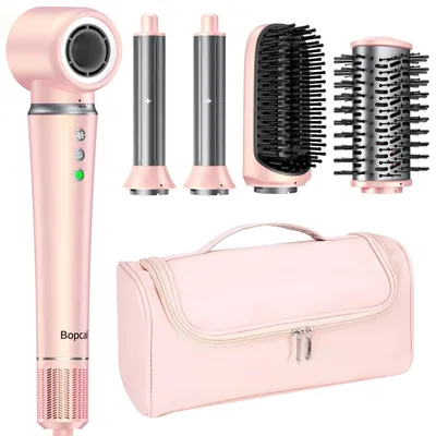 Produktbild von 5-in-1 Heißluftstyler - Haartrockner und Lockenstab - Glätteisen - 300 Millionen Negative Ionen - Frizzfreies Styling - Rosa - EU-Stecker 220–240 V