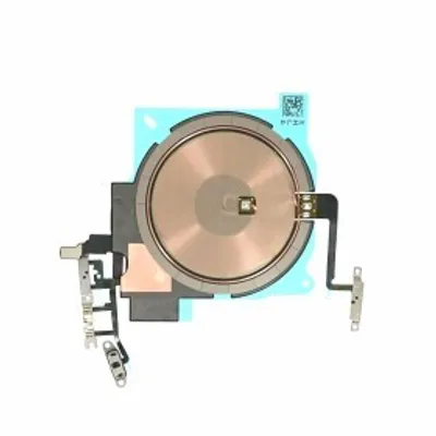 A close-up view of a wireless charging coil assembly for a smartphone.