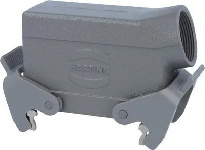 Produktbild von HARTING Han 16B Tüllengehäuse niedrig, 1xM32 seitlicher Kabelabgang, mit 2 Querbügeln Verschraubung M32 Klemmbereich