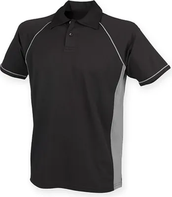 Immagine prodotto di Finden+Hales LV370 | Polo Performance con piping da uomo / poliestere Coolplus® - Colore: nero/grigio metallizzato/grigio metallizzato - Taglia: 5XL