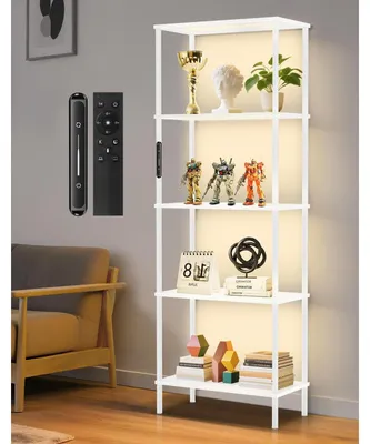 Immagine prodotto di Scaffale libreria con LED - 5 ripiani - Metallo e finitura effetto legno - 60 x 30 x 170 cm