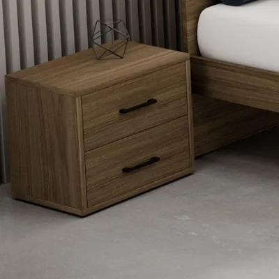 Immagine prodotto di Comodino 2 cassetti colore noce naturale 52x36x43H MONTATO