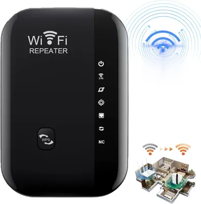 Produktbild von WLAN Repeater 300Mbit/s 2.4GHz  WLAN Verstärker /WiFi Extender Booster Repeater/AP Modus, mit Steckdose,mit WPS, WiFi Extender bis zu 5000sq.ft