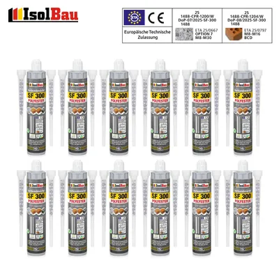 Isolbau SF 300 Verbundmörtel 12 x 300 ml + 24 x Statikmischer Injektionsmörtel Klebemörtel