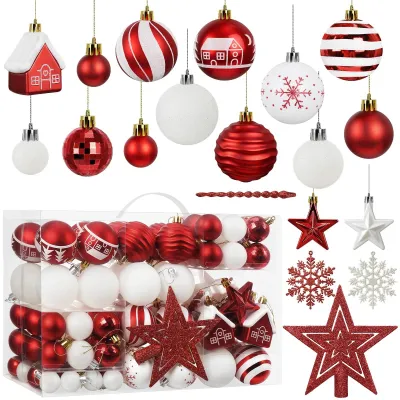 Produktbild von Set mit 105 roten Weihnachtskugeln zur Dekoration des Weihnachtsbaums