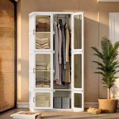 Image de Armoire pliante - Armoire de rangement - Rangement pour vêtements - Organisateur de vêtements - Rangement pour placards