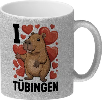 Produktbild von I love Tübingen Capybara Glitzer-Kaffeebecher
