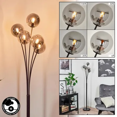 Produktbild von Lerici dimmbare Stehlampe aus Metall/Glas in Schwarz/Rauchfarben