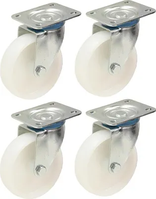 Produktbild von 4-100mm 4" Zoll Nylonrollen - Schwerlast-Lenkrollensatz 150kg pro Stück