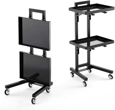 Imagen del producto de Carrito de 3 niveles de metal para salones de belleza, carro de acero inoxidable con bandeja y carro multiusos profesional para salones y hogares