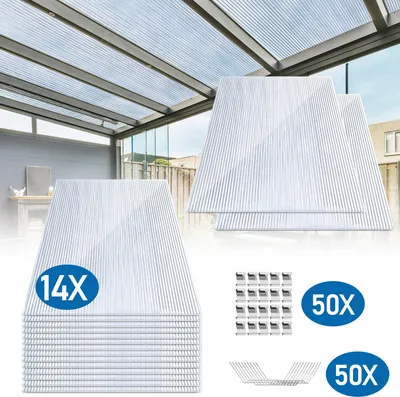 Obrázek produktu pro TolleTour 14x polykarbonátové dvoustěnné desky 50x nerezové skleníkové svorky 4mm 10,25 m² dvoustěnná deska 1210x605 vícestěnná deska Skleníková deska