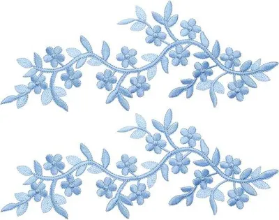 Image de Patchs en forme de fleurs grimpantes - Décoration pour vêtements - Fixation adhésive - 2 pièces de 25 cm - Bleu