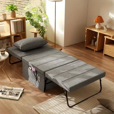 Immagine prodotto di Letto pieghevole - Divano letto - Poltrona letto - Divano letto - Poggiapiedi - Materasso da 8 cm - Regolabile in 5 posizioni