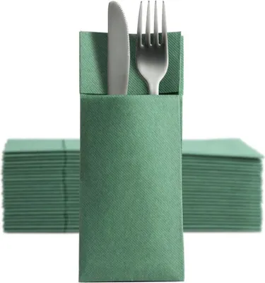 Produktbild von 50 Softpoint Besteckservietten Bestecktaschen grün