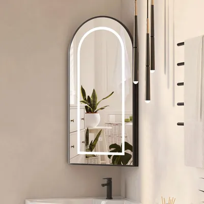 Produktbild von Radelldar Spiegelschrank bad mit beleuchtung und Ablage,Badschrank hängend,Schwarz,60cm