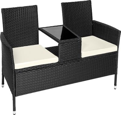 Ratanová zahradní lavice Narbonne pro 2 osoby 131 x 59 x 82 cm