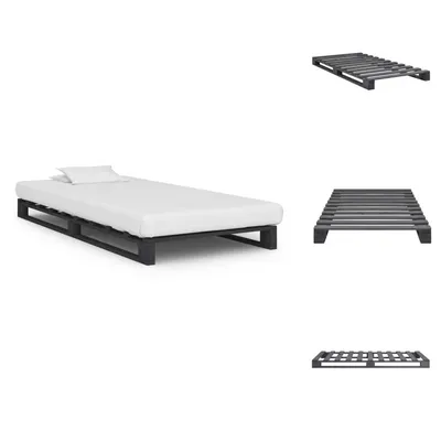 Produktbild von vidaXL Palettenbett Grau Massivholz Kiefer 90×200 cm -  Betten & Bettgestelle