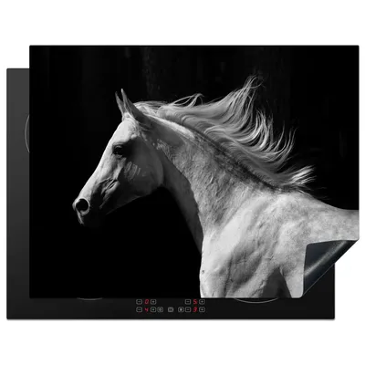 Produktbild von KitchenYeah© Herdabdeckplatte Pferde - Tiere - Porträt , 77x59cm, Küche Deko, Glaskeramikkochfeld Herdabdeckung, Abdeckplatte fùr Kochfeld