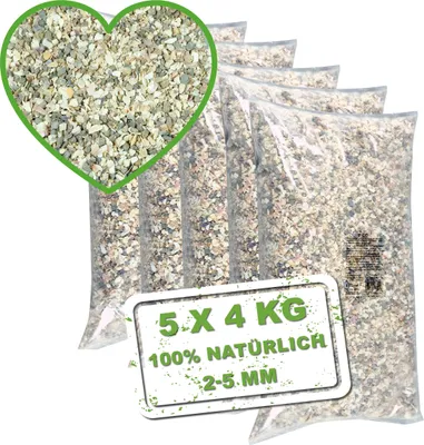 Produktbild von Meine Hennen - Muscherlschrot Nr.3 - 5x 4 Kg - Muschelgrit für Hühner, Tauben und Wachteln - Gritstein, Futterkalk, Pickstein, calcium für hühner