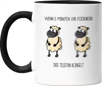 Produktbild von Feierabend Tasse Schwarz Lustig mit Spruch Büro-Tasse Kollege Kollegin Chef Chefin Humor