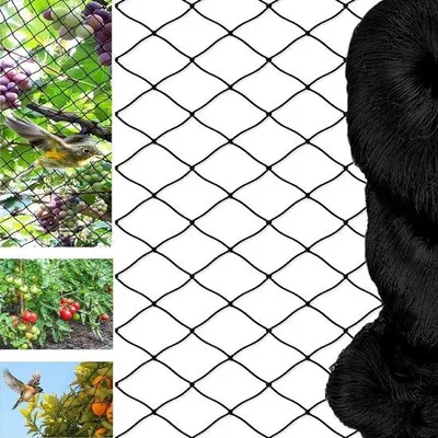 Produktbild von Famanu Vogelnetz 15 m x 15 m - Schwarz - Reißfestes Pflanzennetz - Für Garten und Obstbäume