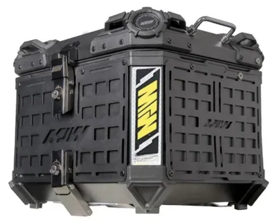 Produktbild von 55L Motorrad Topcase Aluminium Universal Gepäckbox Helm Koffer Motorradkoffer wasserdicht mit Stahlhalterung, Schwarz