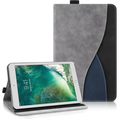 Productafbeelding van Beschermhoes voor iPad 9,7 inch (6e/5e generatie, 2018/2017) met portemonnee en standfunctie, grijs
