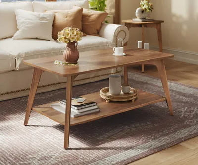 Produktbild von Couchtisch, Wohnzimmertisch mit Ablage, 2-stöckiger Couchtisch, für Wohnzimmer, 55 x 100 x 45 cm, einfache Montage, braun