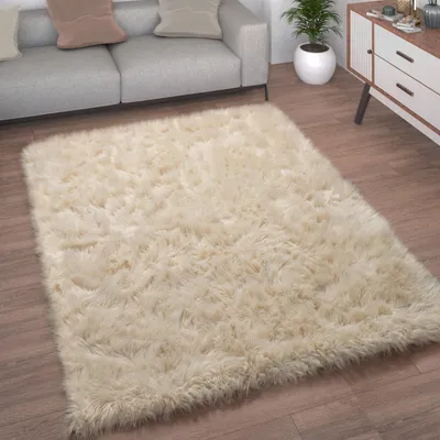 Produktbild von Kunstfell Fellteppich Imitat Teppich Hochflor Sitzkissen Herzform Rund Fell Form Grösse 30 cm Rund