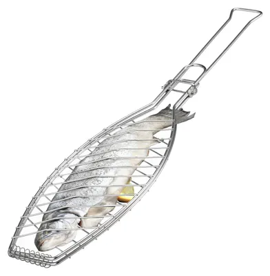 Produktbild von bremermann Fischgriller, klappbarer Griff, Edelstahl, ca. 56,7 x 12,8 cm