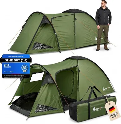 Imagen del producto de Cúpula 01, impermeable (4000 mm), tienda de campaña para 2-3 personas, con vestíbulo y suelo desmontable, aberturas de ventilación, color verde