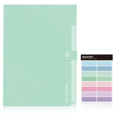 Produktbild von Fächermappe A4 erweiterbar mit 5 Taschen, Kunststoff, Mintgrün