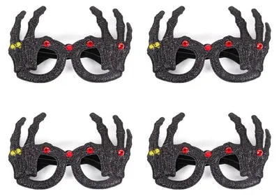 Produktbild von Halloween-Brille 4 Stück- Insektenbrille - Lustige Partybrille - Schwarz - Insektenmotiv - Für Halloween, Fasching, Karneval und Partys
